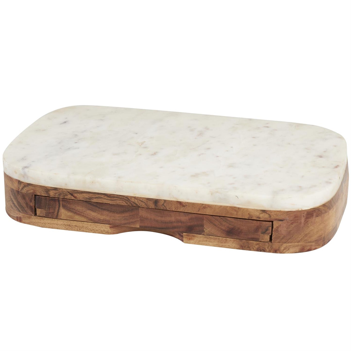 Marble Top Cheese Board with drawer and 4 Cheese Knives