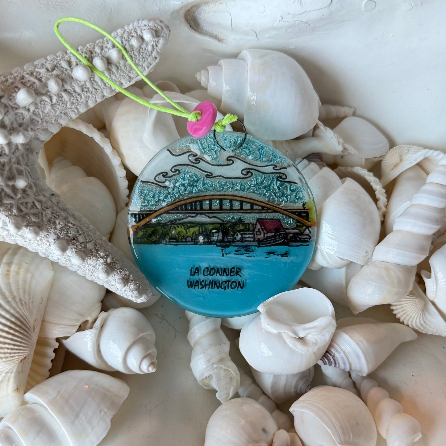 La Conner Rainbow Bridge Glass Ornament/Sun-Catcher