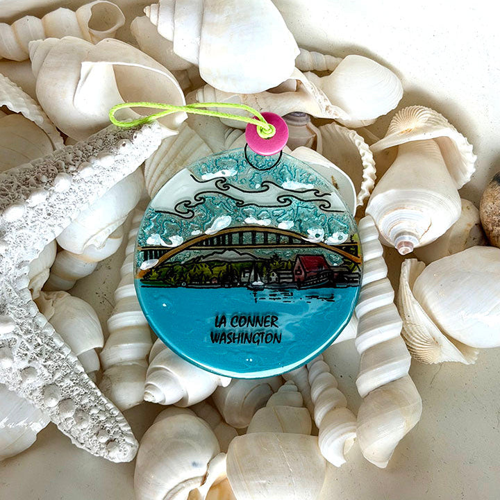 La Conner Rainbow Bridge Glass Ornament/Sun-Catcher
