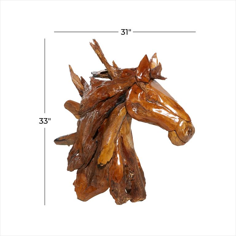 Horse Head Sculpture - Teak