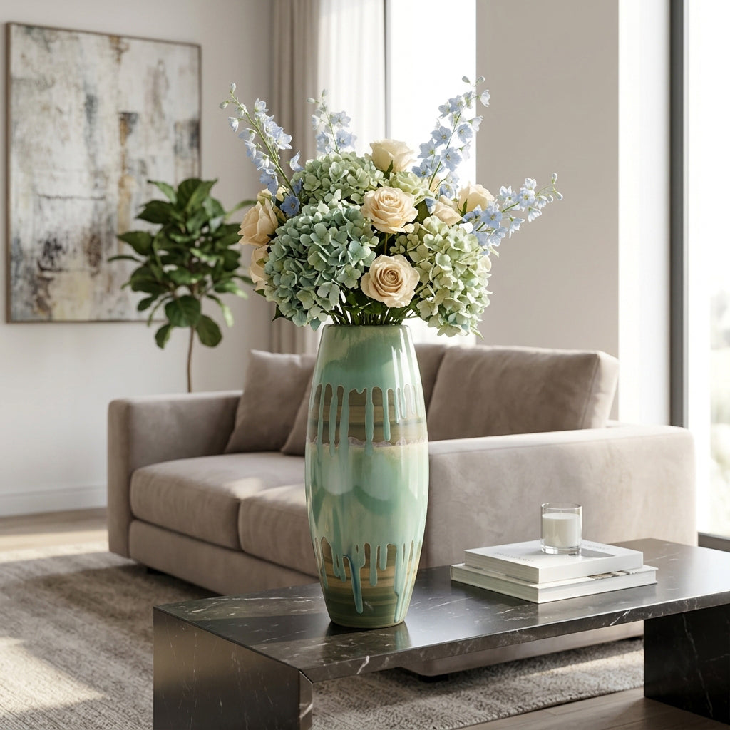 Teal Green Ceramic Vases