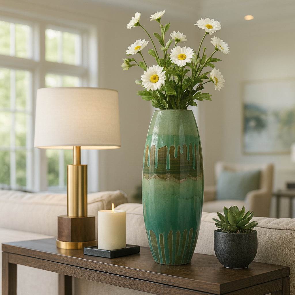 Teal Green Ceramic Vases