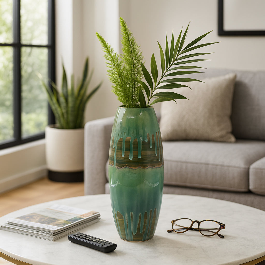 Teal Green Ceramic Vases