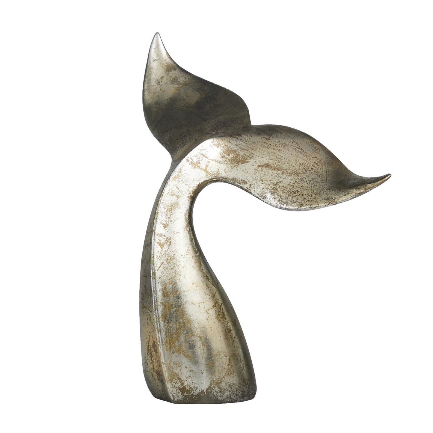 Distressed Silver Whale Tail Sculpture