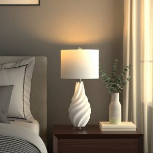 3D Printed Porcelain White Lamp