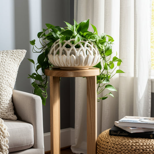 Artichoke Flower White Bowl/Planter