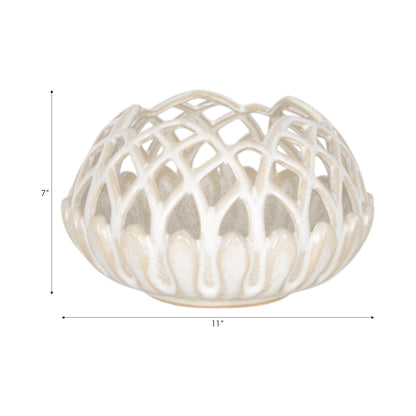 Artichoke Flower White Bowl/Planter