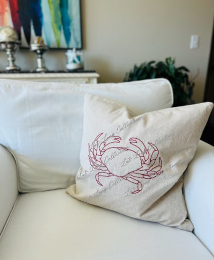 Red Crab Linen Pillow Cover