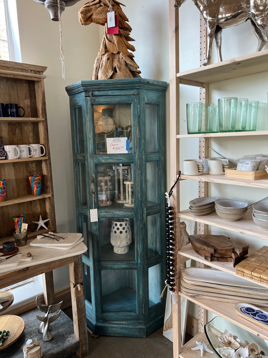 Teal Corner Curio Cabinet*