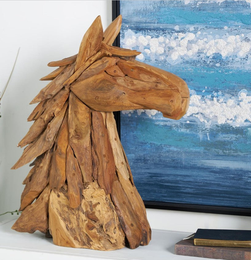 Reclaimed Teak Horse Head Sculpture