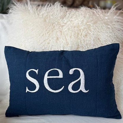 Maka Sea Embroidered Text Pillow Covers