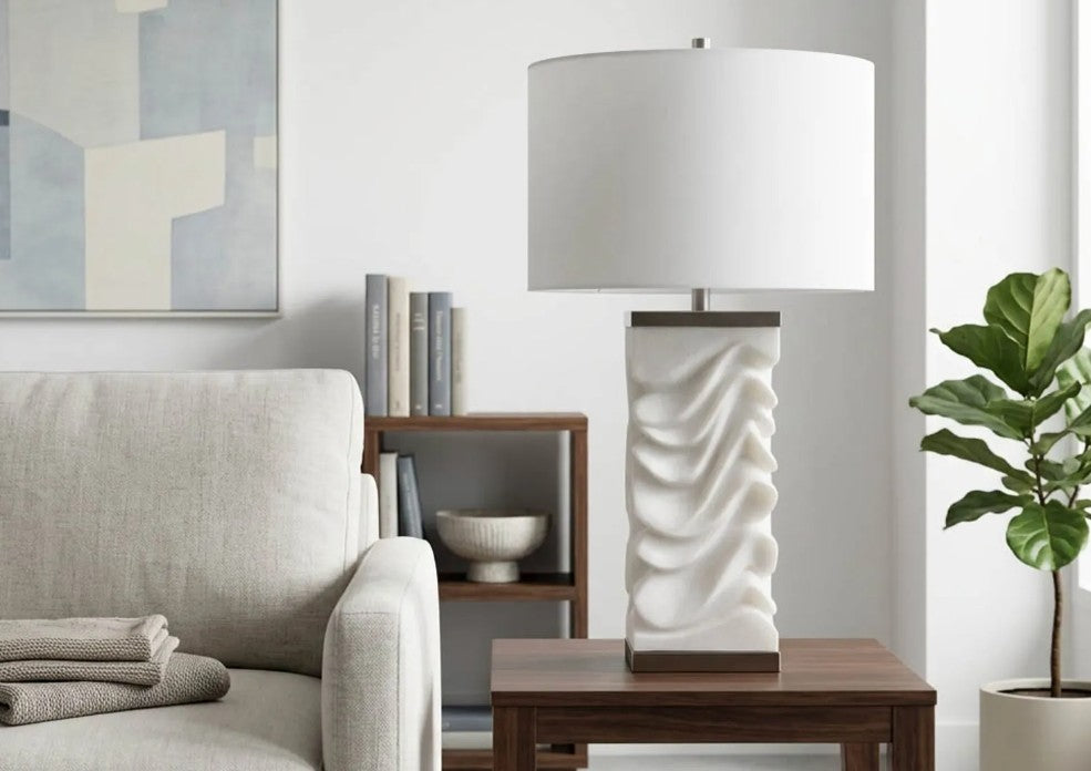 Sculptured Quartz White Table Lamp