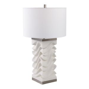 Sculptured Quartz White Table Lamp