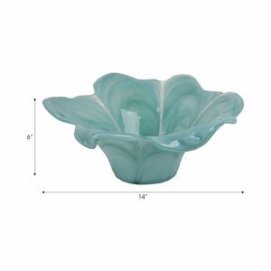 Aqua Flower Art Glass