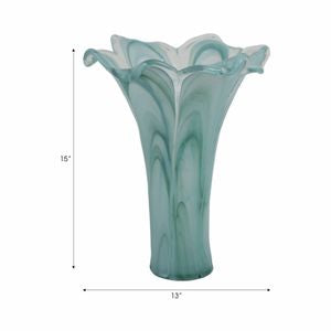 Aqua Flower Art Glass