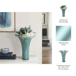 Aqua Flower Art Glass
