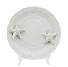 Starfish Décor Plate White 14" Ceramic