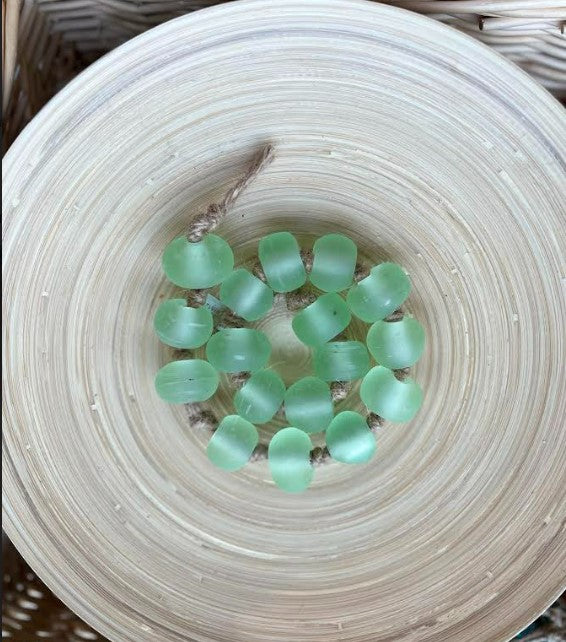 Wood Bead Garland Recycled Glass Beads Aqua/recycled Glass Beaded